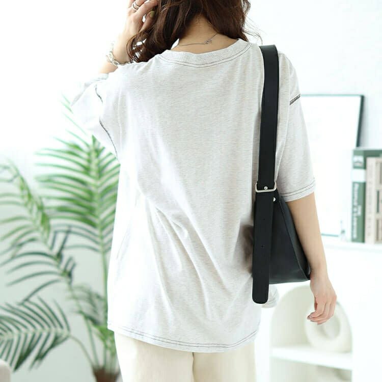 大きいサイズ レディース ロゴラメ刺繍コットンTシャツ　cros-130275 【メール便可】