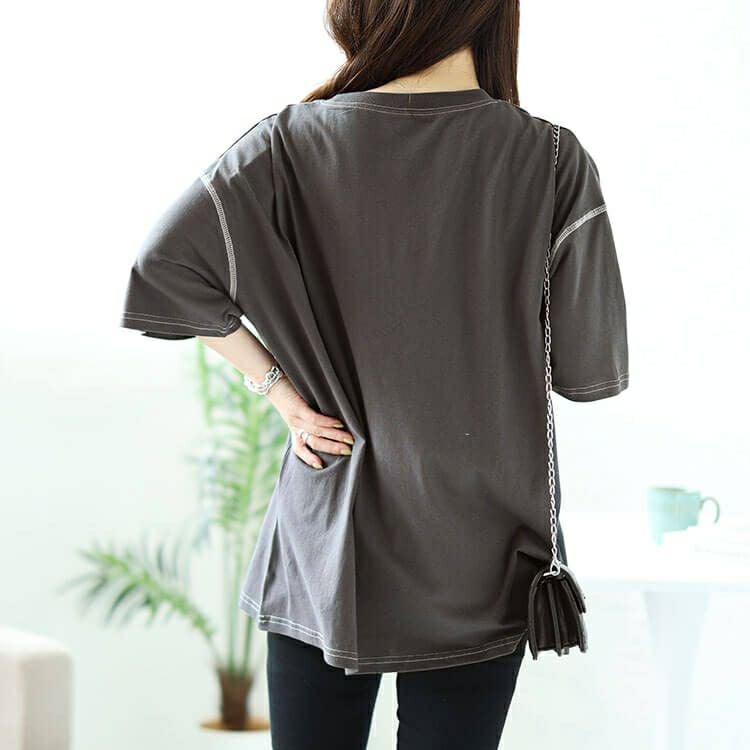 大きいサイズ レディース ロゴラメ刺繍コットンTシャツ　cros-130275 【メール便可】