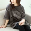 大きいサイズ レディース ロゴラメ刺繍コットンTシャツ　cros-130275 【メール便可】 スミクロ