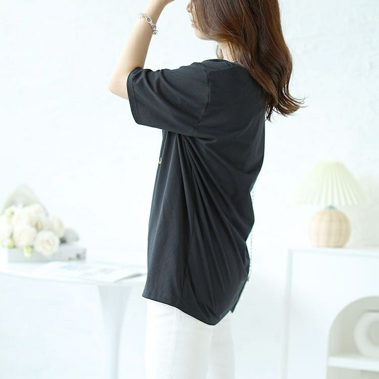 大きいサイズ レディース ビジュー付きロゴTシャツ　goldy-1490 【メール便可】