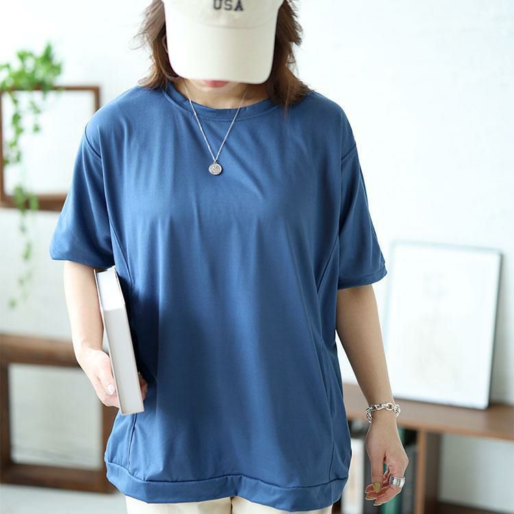 大きいサイズ レディース ストレッチドルマントップス　goldy-1481 【メール便可】 ネイビー