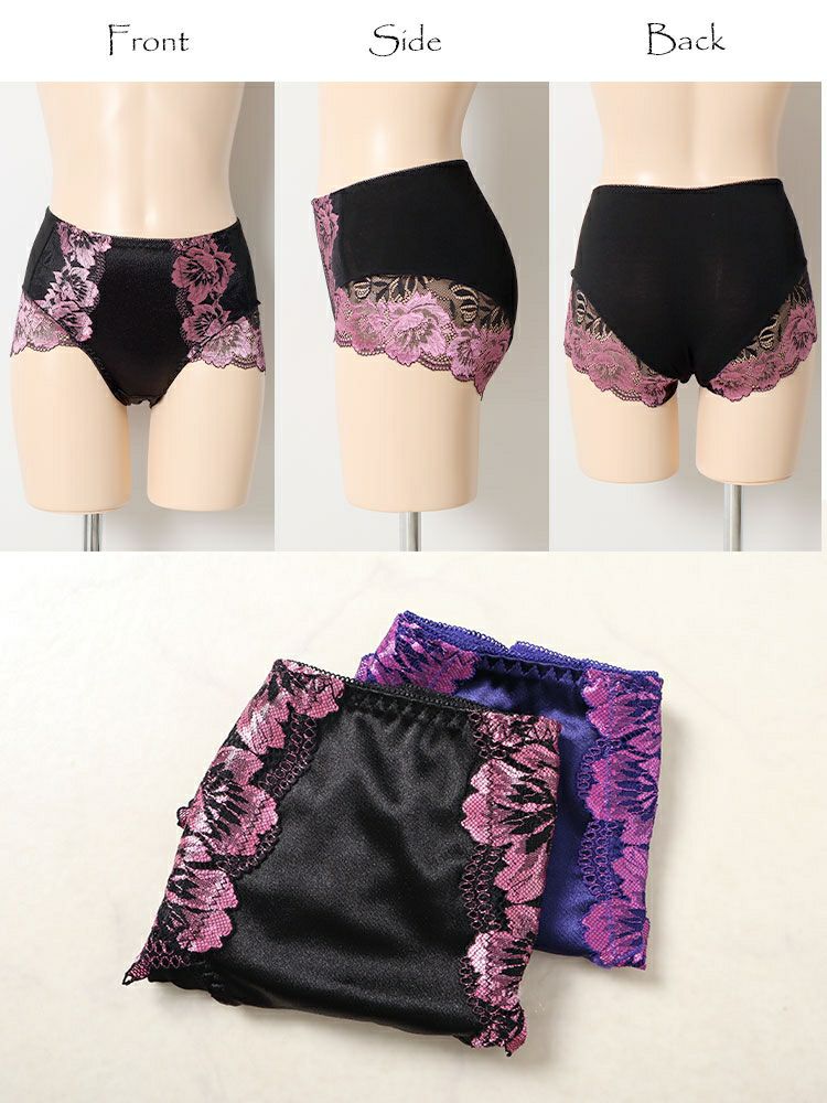 大きいサイズ レディース ハイウエストストレッチ花柄ショーツ　goldy-1485 【メール便可】