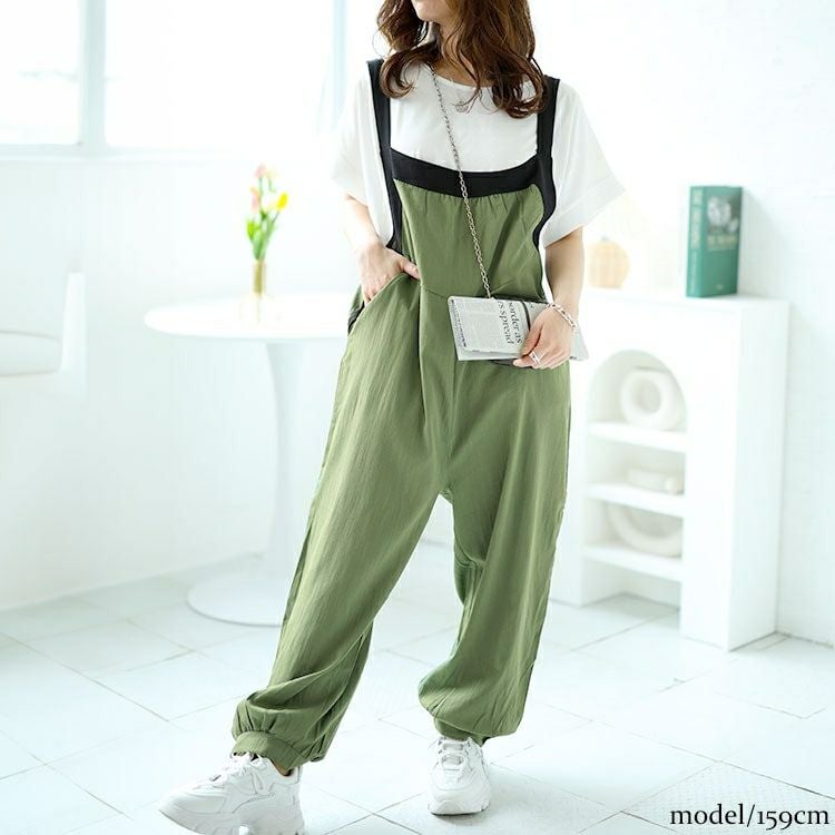 大きいサイズ レディース サルエルサロペット　goldy-1478 【メール便可】