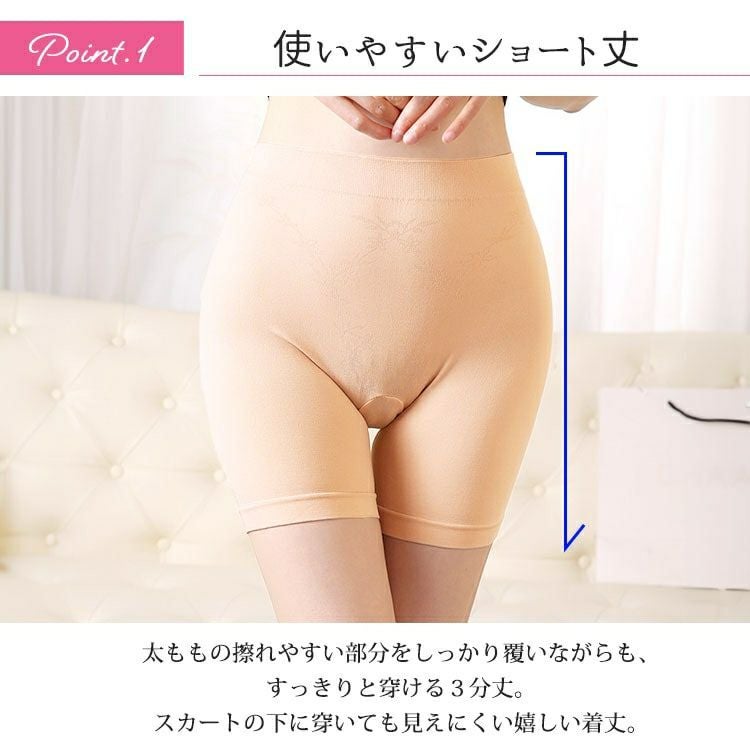 大きいサイズ レディース 股ズレ防止3分丈パンツ　goldy-1489 【メール便可】