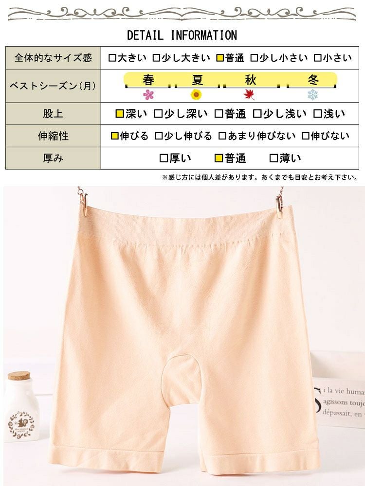 大きいサイズ レディース 股ズレ防止3分丈パンツ　goldy-1489 【メール便可】