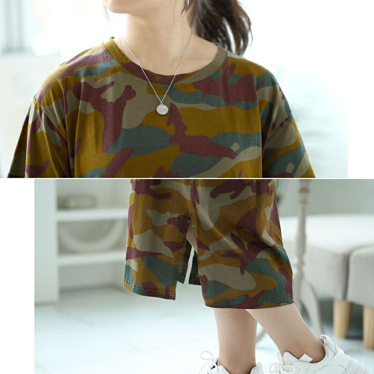 大きいサイズ レディース 迷彩柄ロングワンピース　goldy-1476 【ゆうパケット可】