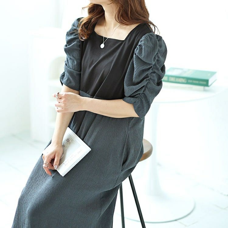 大きいサイズ レディース パワショルドッキングワンピース　maru-30014