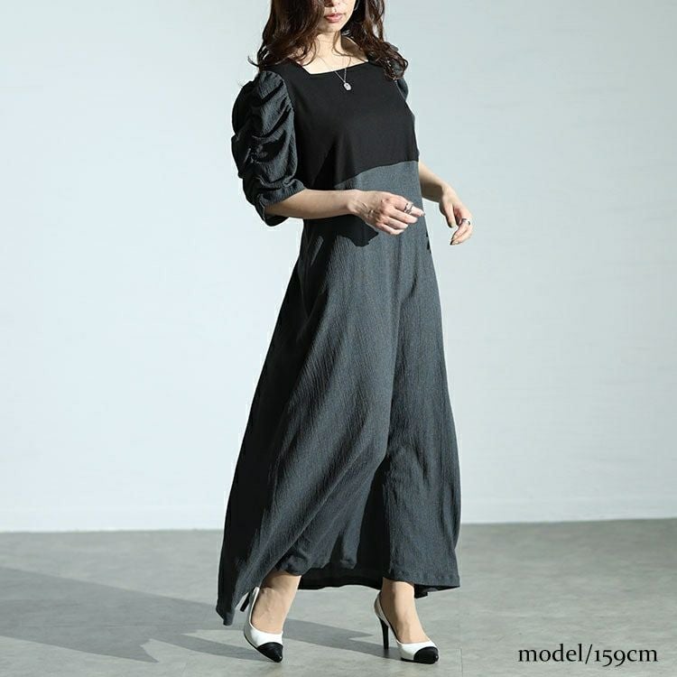 大きいサイズ レディース パワショルドッキングワンピース　maru-30014