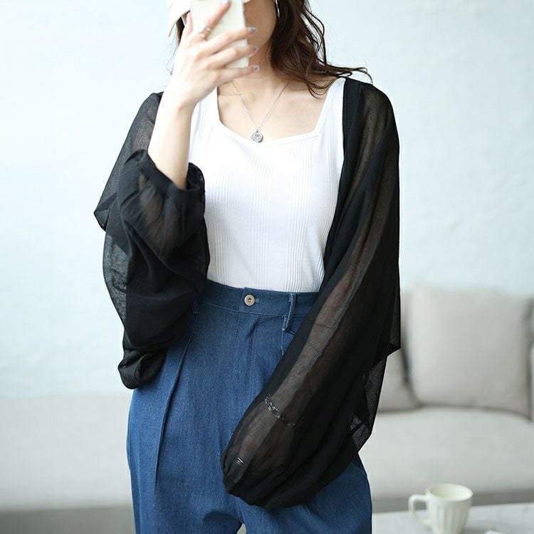 大きいサイズ レディース シアーニットボレロ　maru-20001 【メール便可】