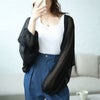 大きいサイズ レディース シアーニットボレロ　maru-20001 【メール便可】 ブラック
