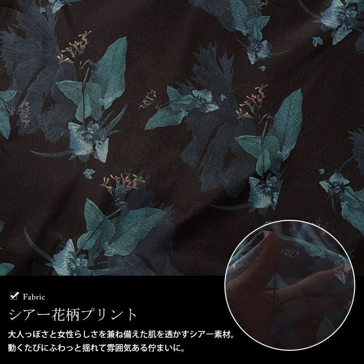 大きいサイズ レディース ボタニカル柄シアーワンピース　nw-24023