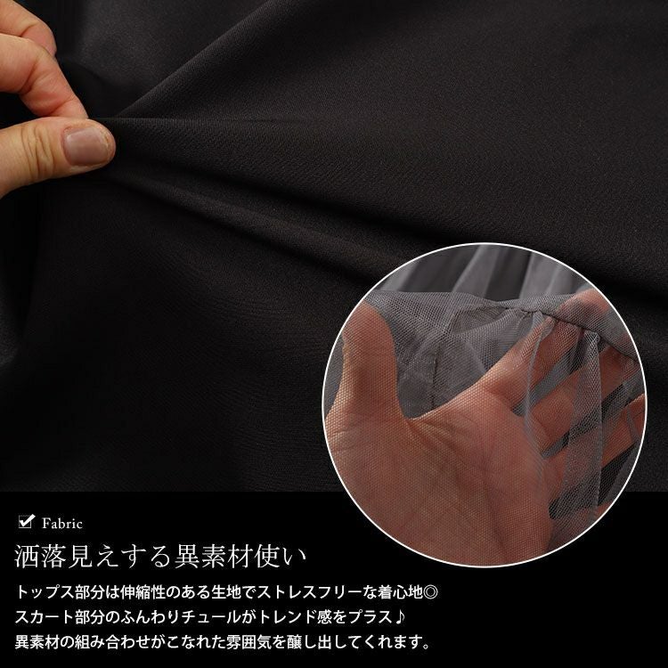 大きいサイズ レディース チュールティアードドッキングワンピース　nw-24016