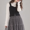 大きいサイズ レディース チュールティアードドッキングワンピース　nw-24016