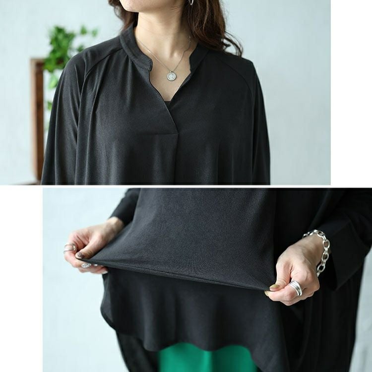 大きいサイズ レディース タック入りテールカットスキッパーブラウス　maru-30029 【メール便可】