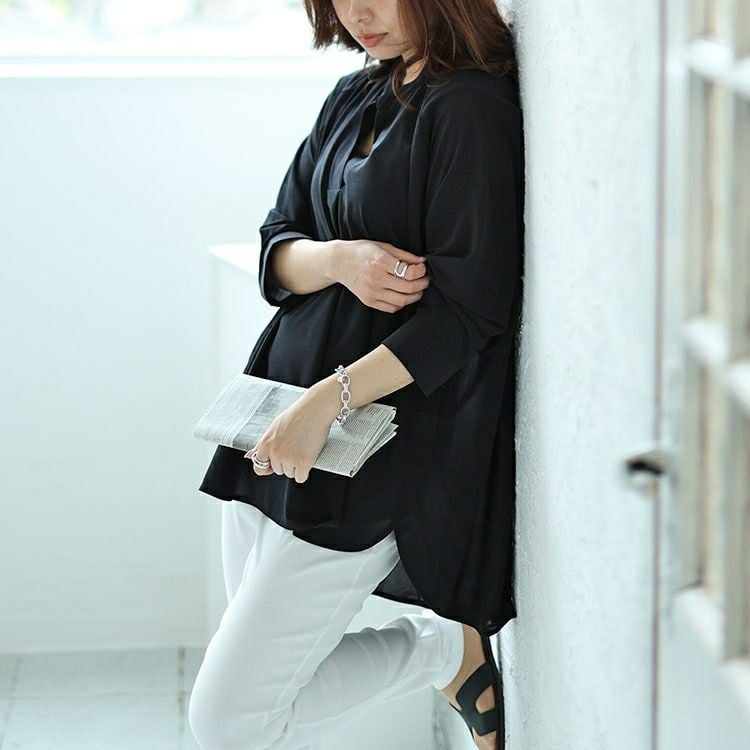 大きいサイズ レディース タック入りテールカットスキッパーブラウス　maru-30029 【メール便可】