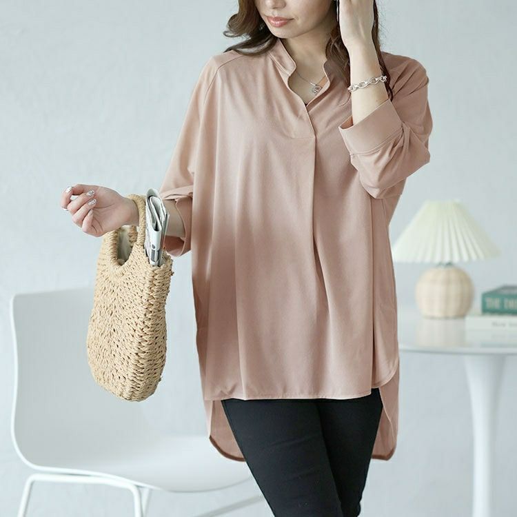 大きいサイズ レディース タック入りテールカットスキッパーブラウス　maru-30029 【メール便可】