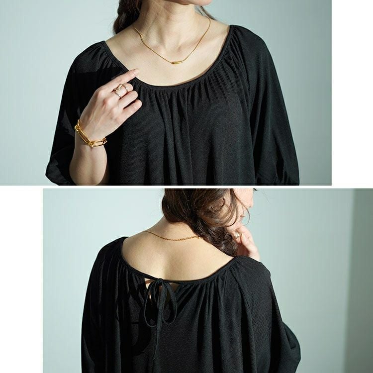 大きいサイズ レディース パフスリーブギャザーマキシワンピース　maru-30028