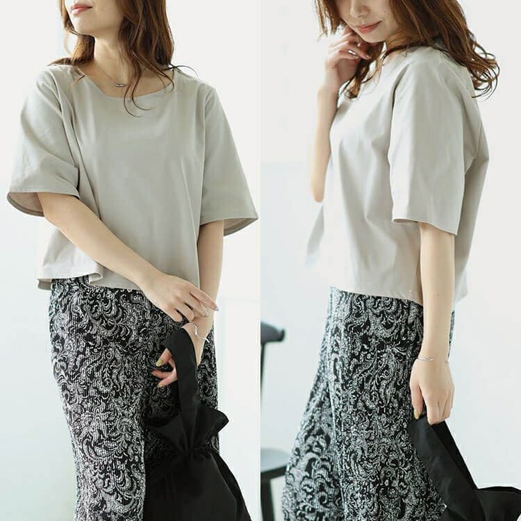 大きいサイズ レディース クロップド丈ワイドTシャツ　maru-30026 【メール便可】