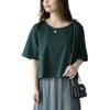 大きいサイズ レディース クロップド丈ワイドTシャツ　maru-30026 【メール便可】 グリーン