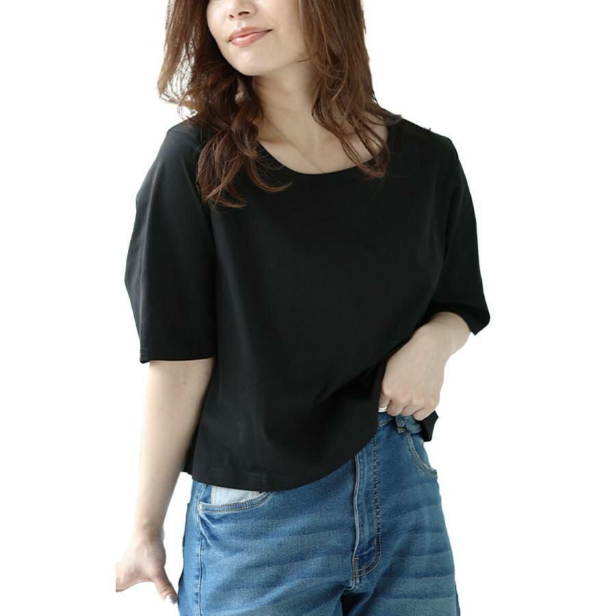 大きいサイズ レディース クロップド丈ワイドTシャツ maru-30026