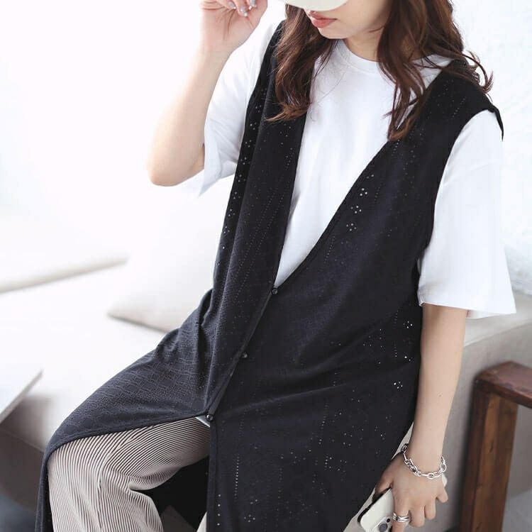 大きいサイズ レディース ストレッチレースロングジレ　maru-30024 【メール便可】