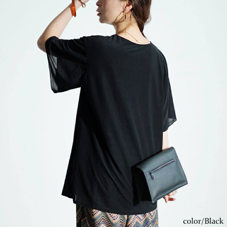 大きいサイズ レディース フレアスリーブストレッチチュニック　maru-30020 【メール便可】