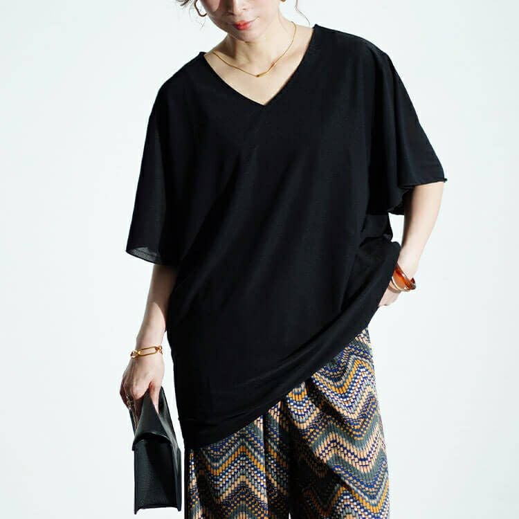 大きいサイズ レディース フレアスリーブストレッチチュニック　maru-30020 【メール便可】