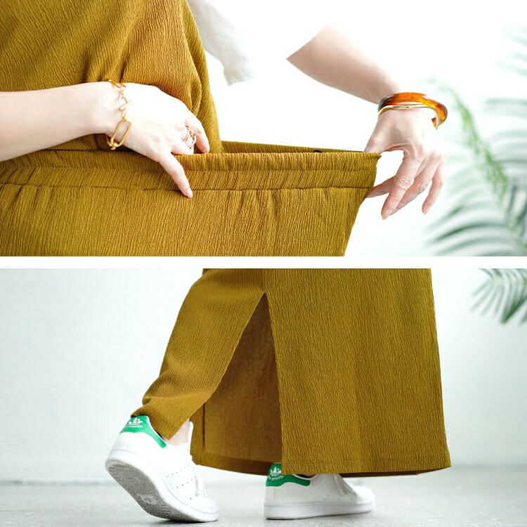 大きいサイズ レディース ワッシャー楊柳フレアキャミ＆ナロースカートセットアップ　maru-30019