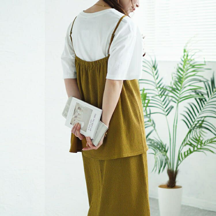 大きいサイズ レディース ワッシャー楊柳フレアキャミ＆ナロースカートセットアップ　maru-30019