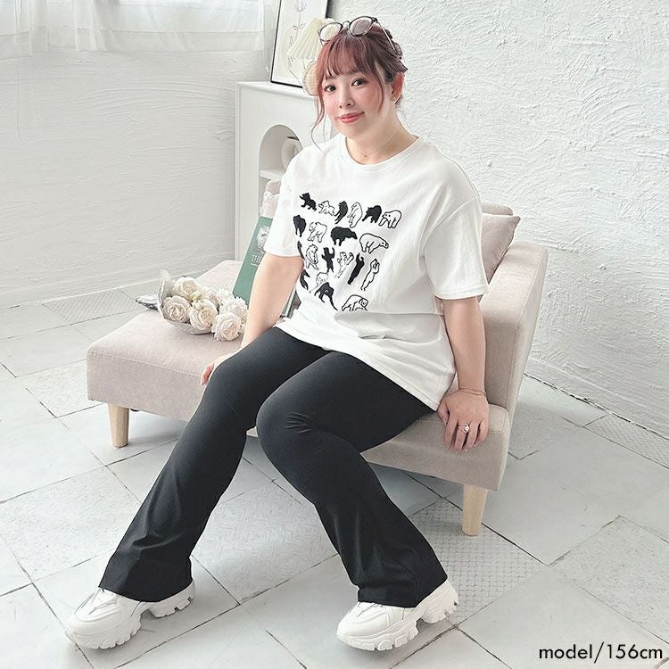 大きいサイズ レディース Vウエストフレアパンツ　goldy-1507 【メール便可】