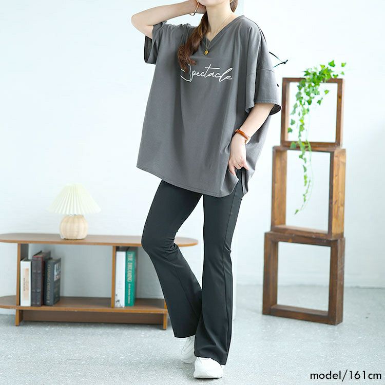 大きいサイズ レディース Vウエストフレアパンツ　goldy-1507 【メール便可】