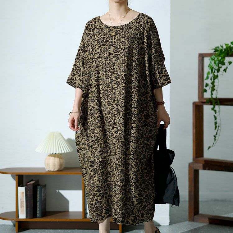 大きいサイズ レディース オリエンタル柄ドルマンワンピース　goldy-1477 【メール便可】