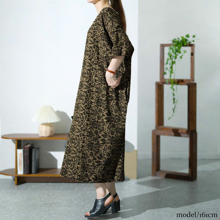 大きいサイズ レディース オリエンタル柄ドルマンワンピース　goldy-1477 【メール便可】