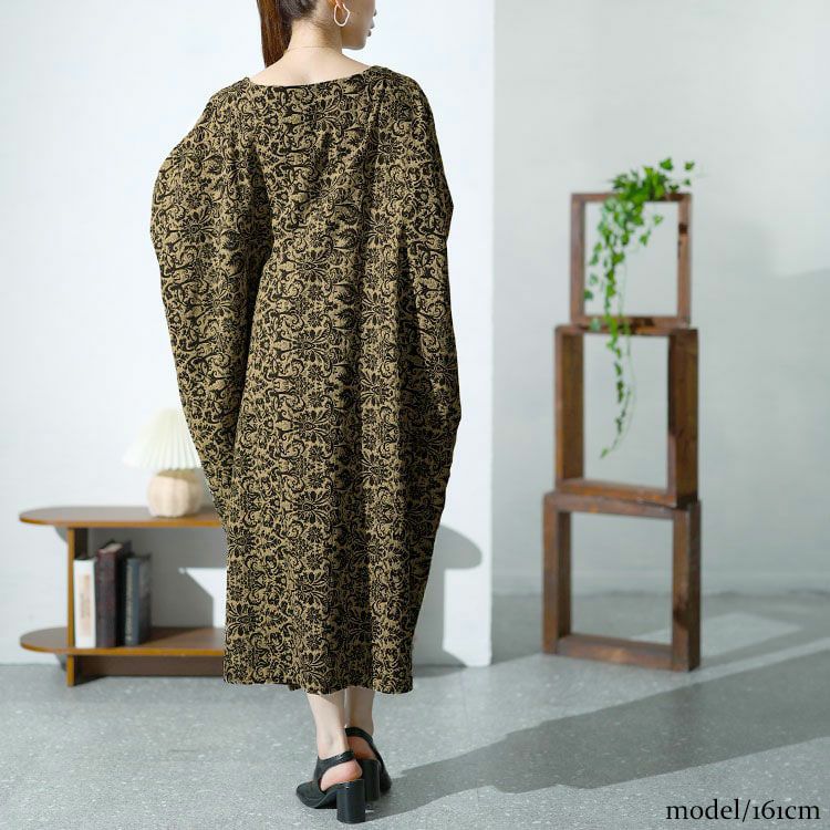 大きいサイズ レディース オリエンタル柄ドルマンワンピース　goldy-1477 【メール便可】