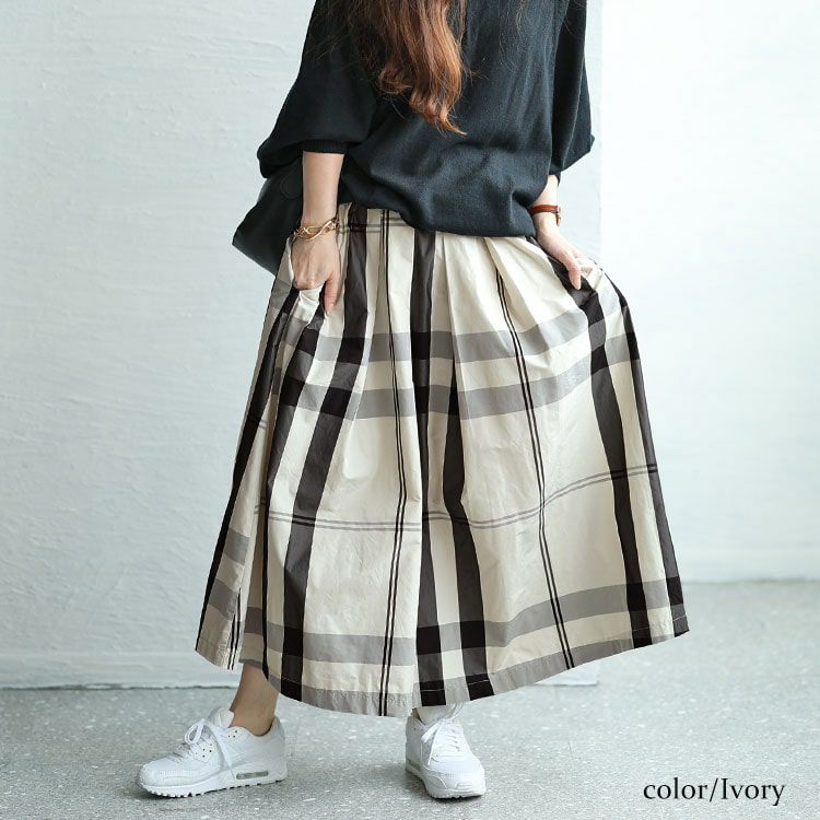 大きいサイズ レディース タータンチェックタックフレアスカート　maru-30030