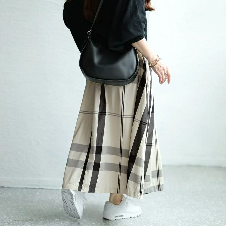大きいサイズ レディース タータンチェックタックフレアスカート　maru-30030