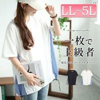 大きいサイズ レディース ストライプ切り替えドローコードプルオーバー　bai-0154 【メール便可】