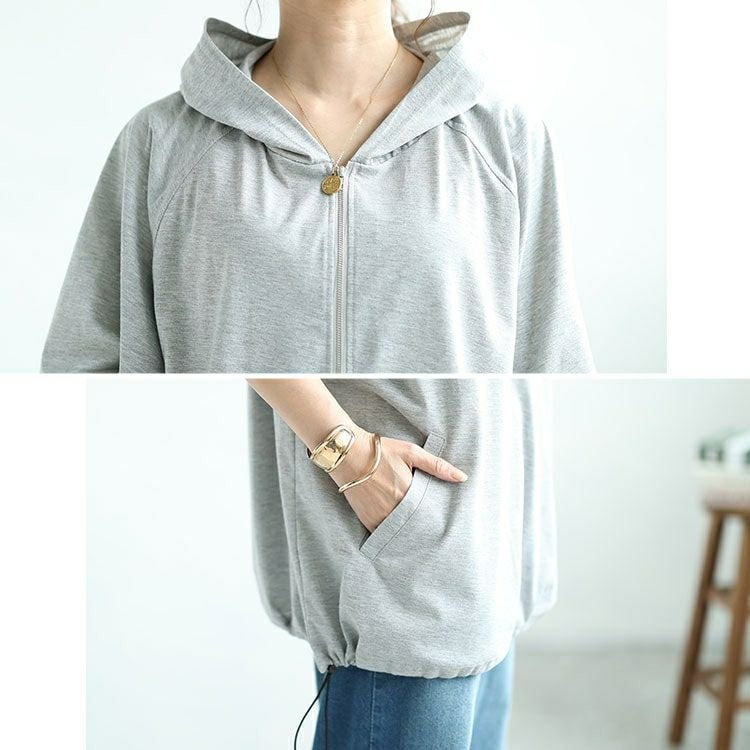 大きいサイズ レディース ハーフジップドロストワイドパーカー　bai-0150