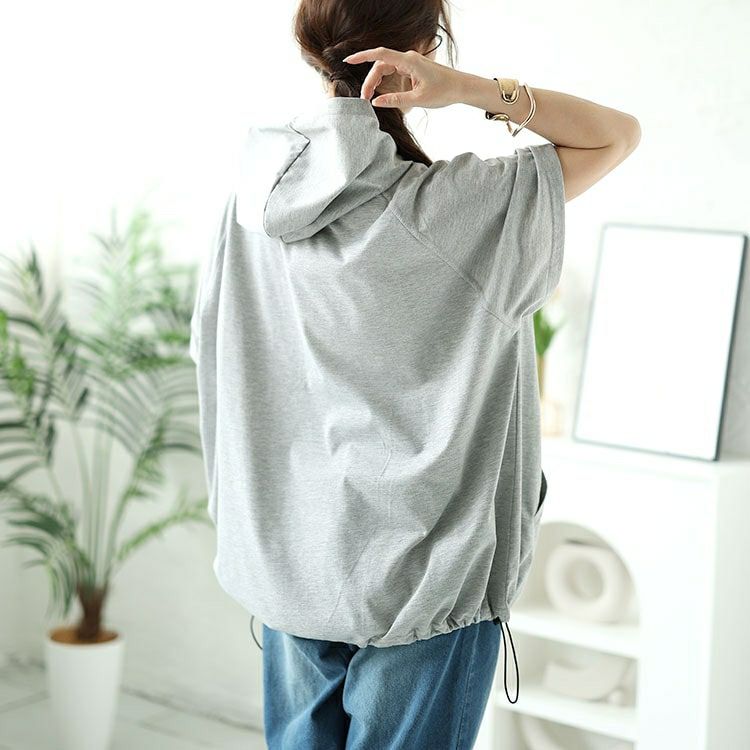 大きいサイズ レディース ハーフジップドロストワイドパーカー　bai-0150