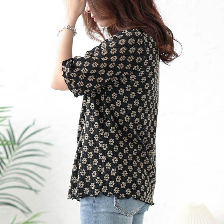 大きいサイズ レディース フラワージャガードメロウTシャツ　cpdai-658703 【ゆうパケット可】