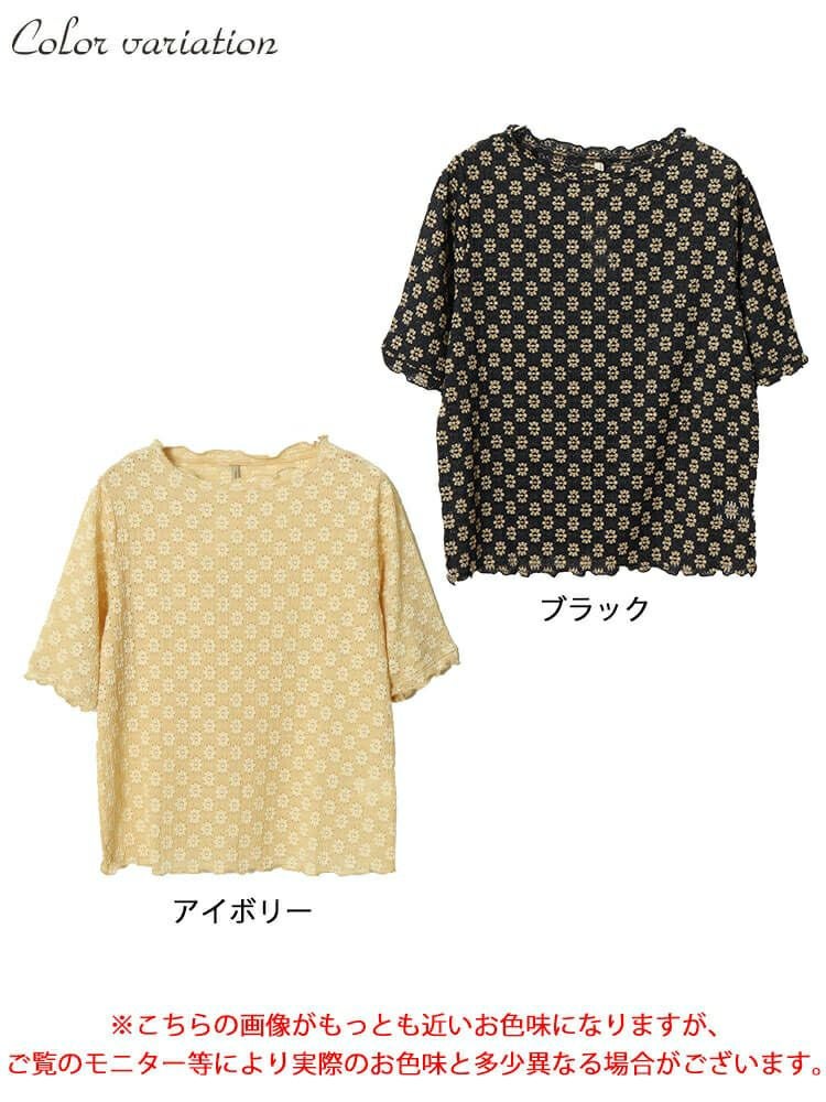 大きいサイズ レディース フラワージャガードメロウTシャツ　cpdai-658703 【ゆうパケット可】