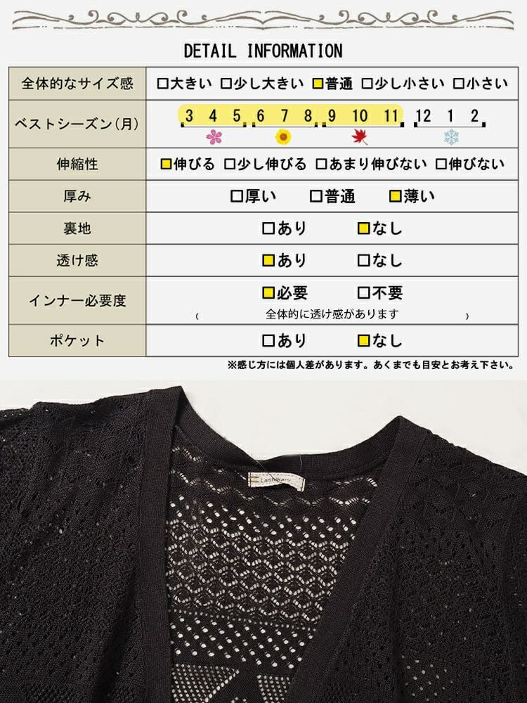 大きいサイズ レディース 透かし編みドロストロングカーディガン　cpdai-640413