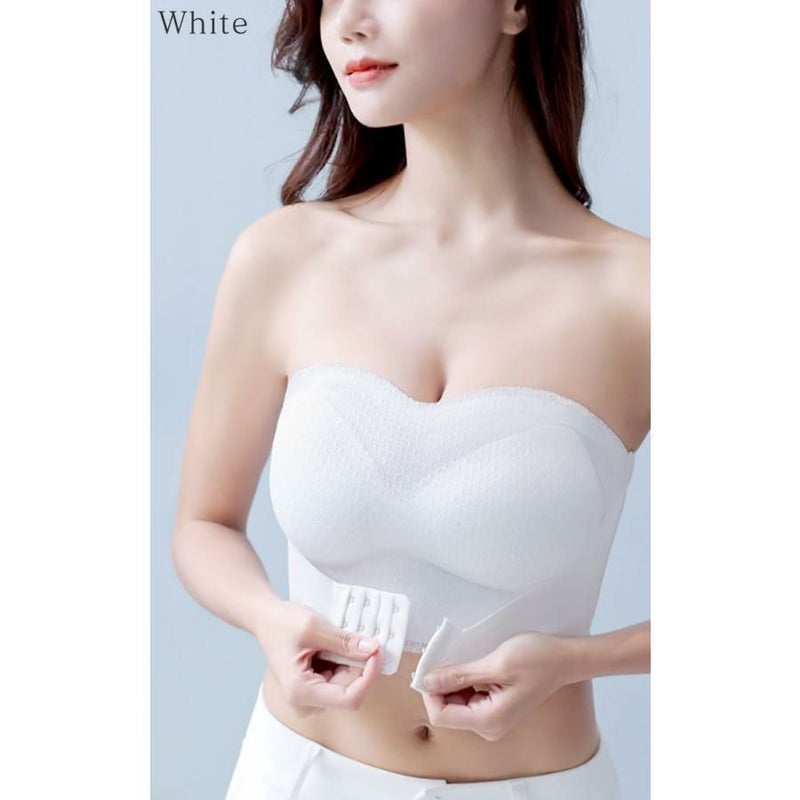 大きいサイズ レディース 2wayダブルホックストラップレスブラ　goldy-1495 ホワイト