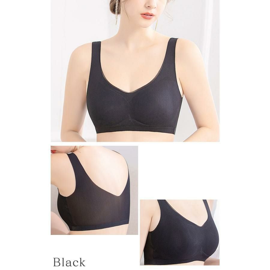 大きいサイズ レディース 極薄シームレスブラジャー　goldy-1494 ブラック