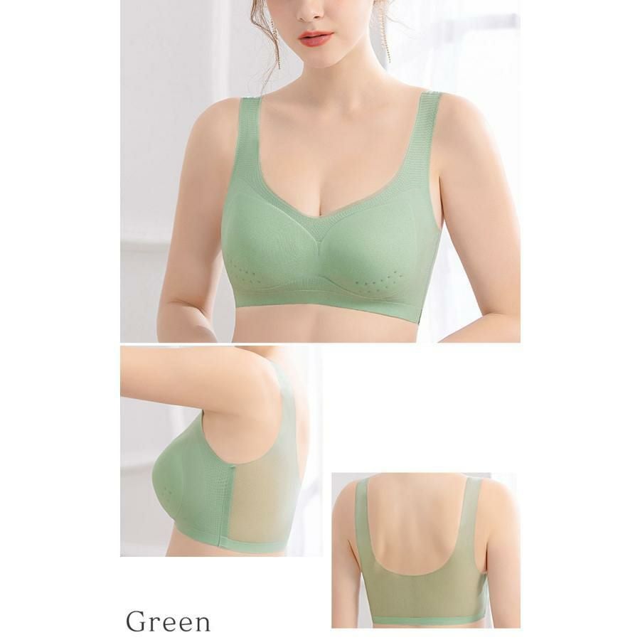 大きいサイズ レディース 極薄シームレスブラジャー　goldy-1494 グリーン