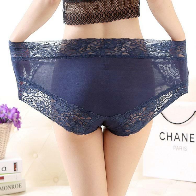 大きいサイズ レディース ストレッチ花柄レースショーツ　goldy-1487 【メール便可】 ネイビー
