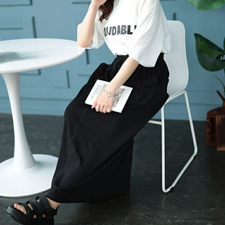 大きいサイズ レディース リブナロースカート　mncut-142422