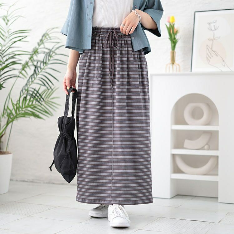 大きいサイズ レディース リブナロースカート　mncut-142422