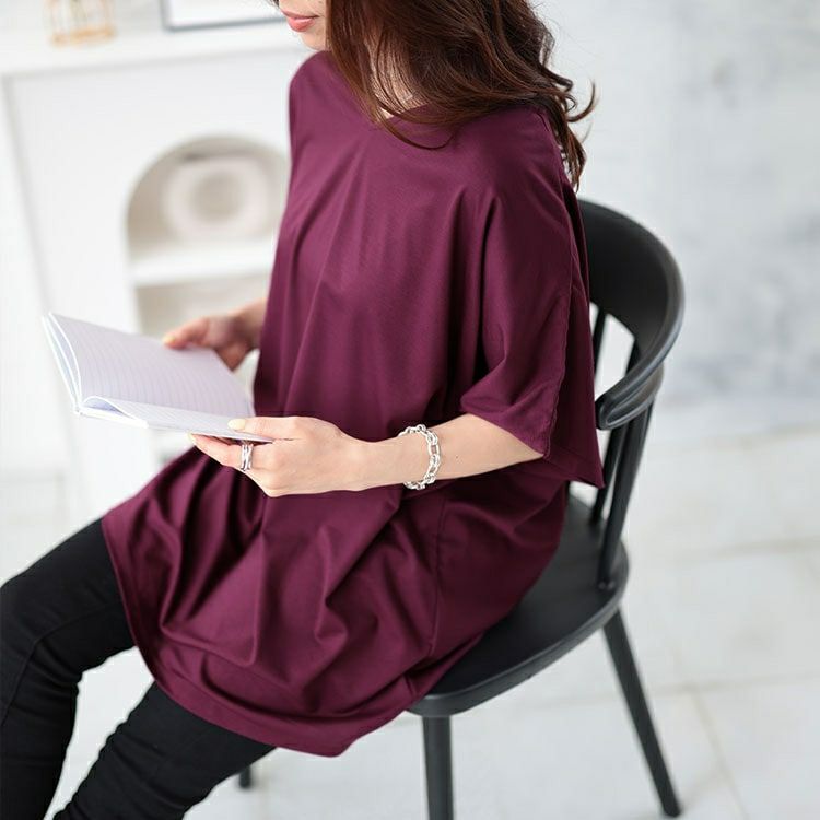 大きいサイズ レディース 接触冷感VネックドルマンTシャツ　mncut-142418 【メール便可】