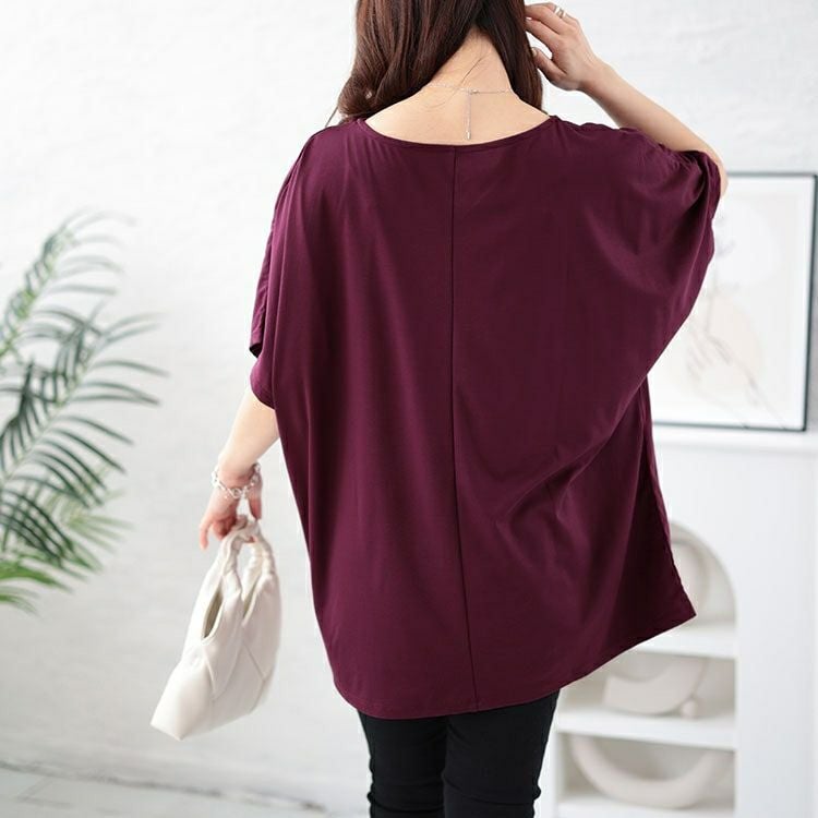 大きいサイズ レディース 接触冷感VネックドルマンTシャツ　mncut-142418 【メール便可】